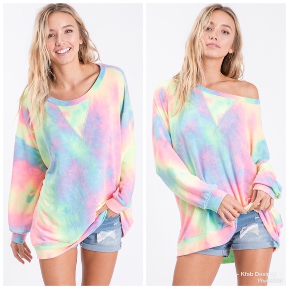 🛍LAST 2! Pastel French Terry Tie Dye Sweatshirt - Picture 6 of 8